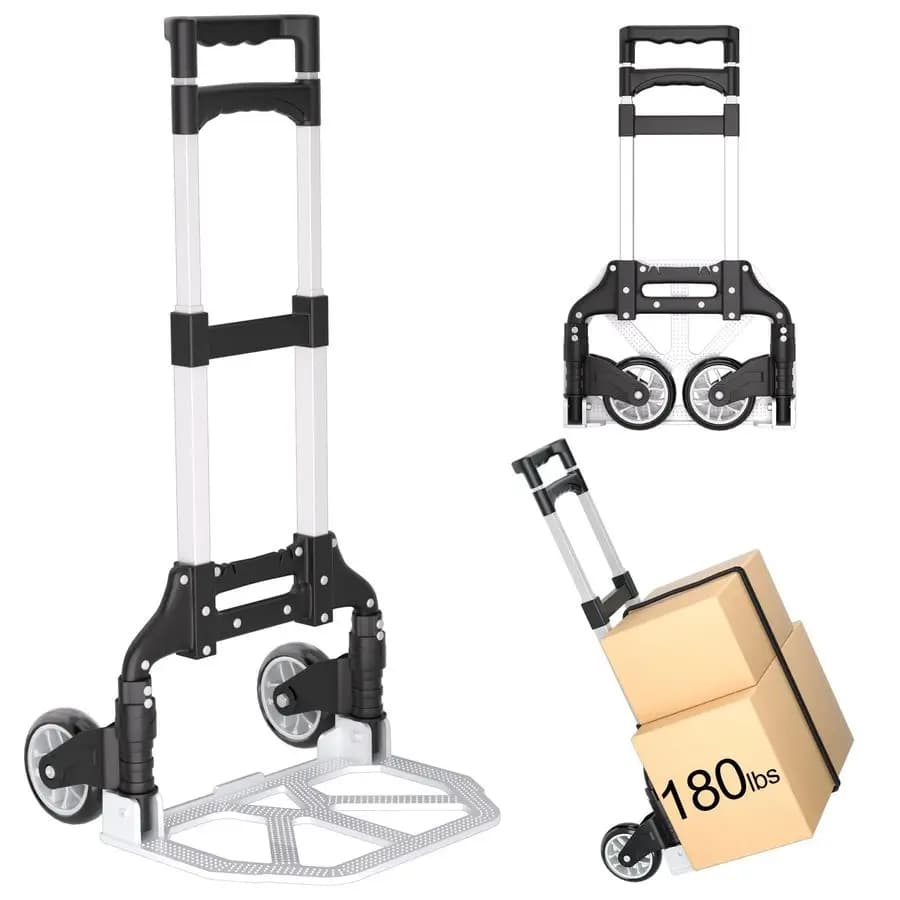 Carrello Portatile in Alluminio con Manico Telescopico, Corda Elastica, Compatto e Leggero, Pieghevole per Trasporto e Spostamenti