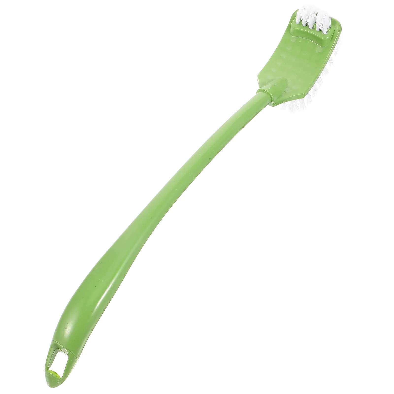 Spazzola per WC a Doppia Faccia, Spazzola Portatile in Plastica con Manico Lungo Verde, Scrubber per WC Ecologico e Igienico