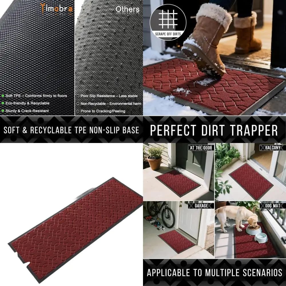 Outdoor Mat for All Seasons, 72x24, Water Resistant, Non-slip, Easy To Clean, Red