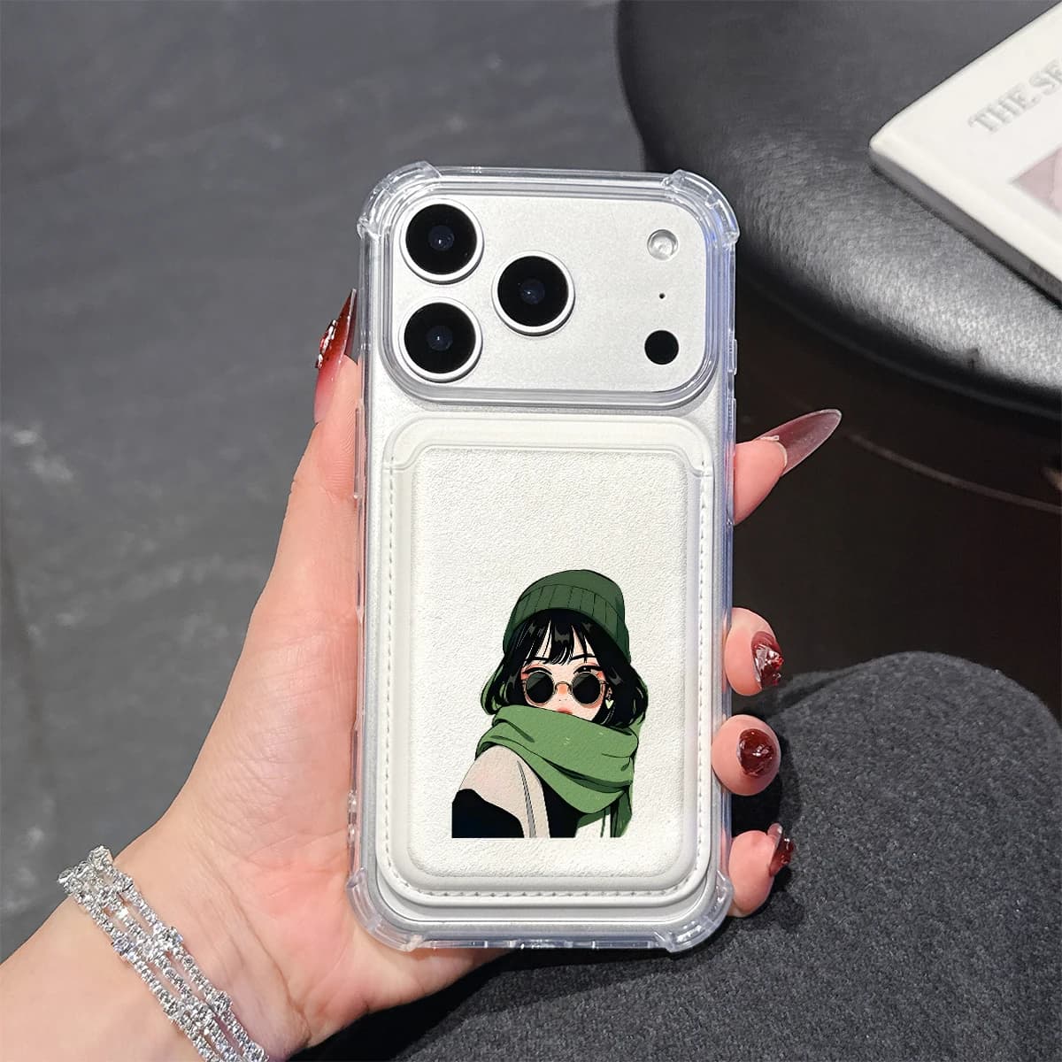 Custodia per telefono Cool Girl per iPhone 17 16 15 14 13 Pro Max Plus, con tasca portafoglio, trasparente in morbido TPU, compatibile con custodie magnetiche