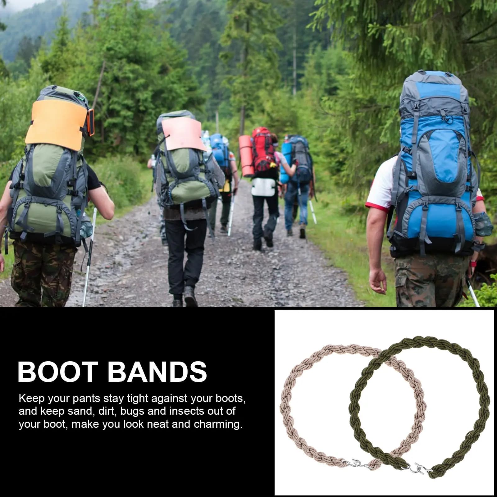 8Pcs Elastic Boot Straps Portable Lightweight Outdoor Leg Bands for Hiking Camping Cycling Blousing Garters Sandproof Dirtproof