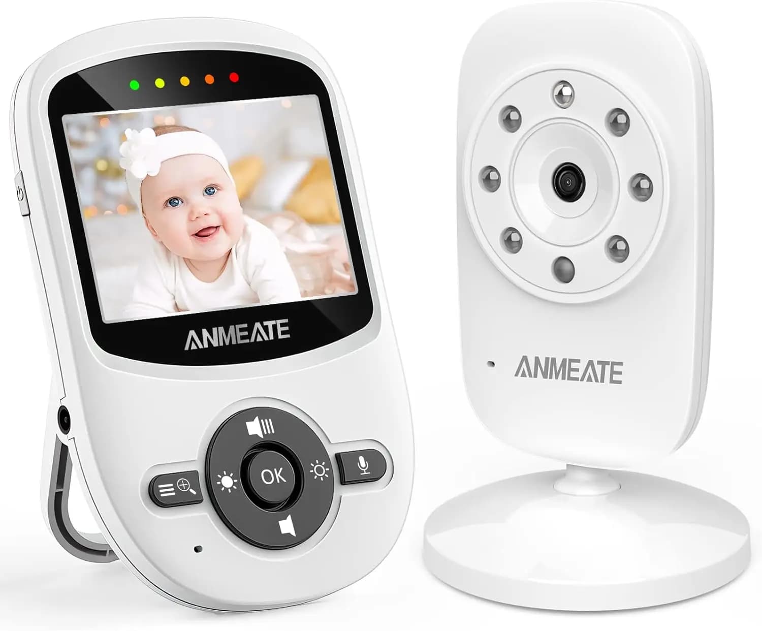 Baby Monitor Video Wireless con Telecamera, 2.4Ghz, Sensore di Temperatura, Portata 290m, Comunicazione Bidirezionale, Visione Notturna