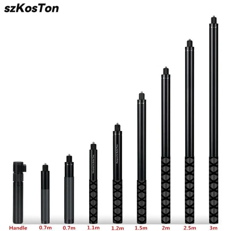 0.7 1.1 1.5 3M Selfie Stick Monopiede Auction Extensible Pole Wrap Invisible For Insta 360 X5 X4 X3 GoPro 13 12 11 10 9 8 DJI