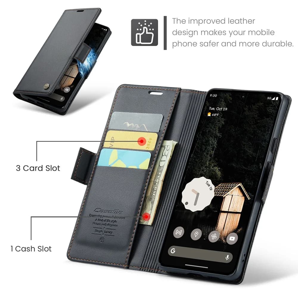 Portafoglio porta carte in pelle con copertina magnetica per Google Pixel 10 Pro XL 9 Pro 9A 8A 8 Pro Custodie con protezione RFID Funda