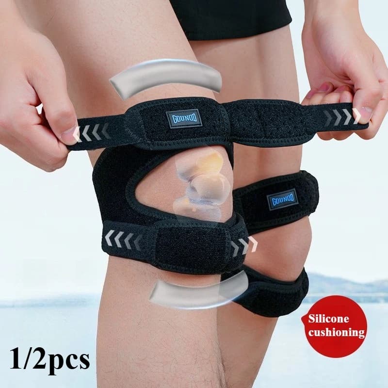 1/2 Pezzi Fascia Patellare Sportiva con Cuscinetto in Silicone, Protezione per Menisco, per Uomini e Donne, Sicurezza Sportiva