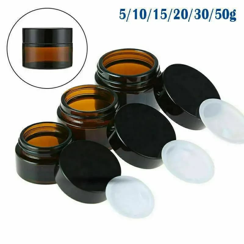 2 pz 5 ml/10 ml/15 ml/20 ml/30 ml/50 ml Vetro Ambra Cosmetico Crema Per Il Viso Bottiglia Balsamo per le labbra Contenitore Vaso Vasi Fiale Per Il Trucco