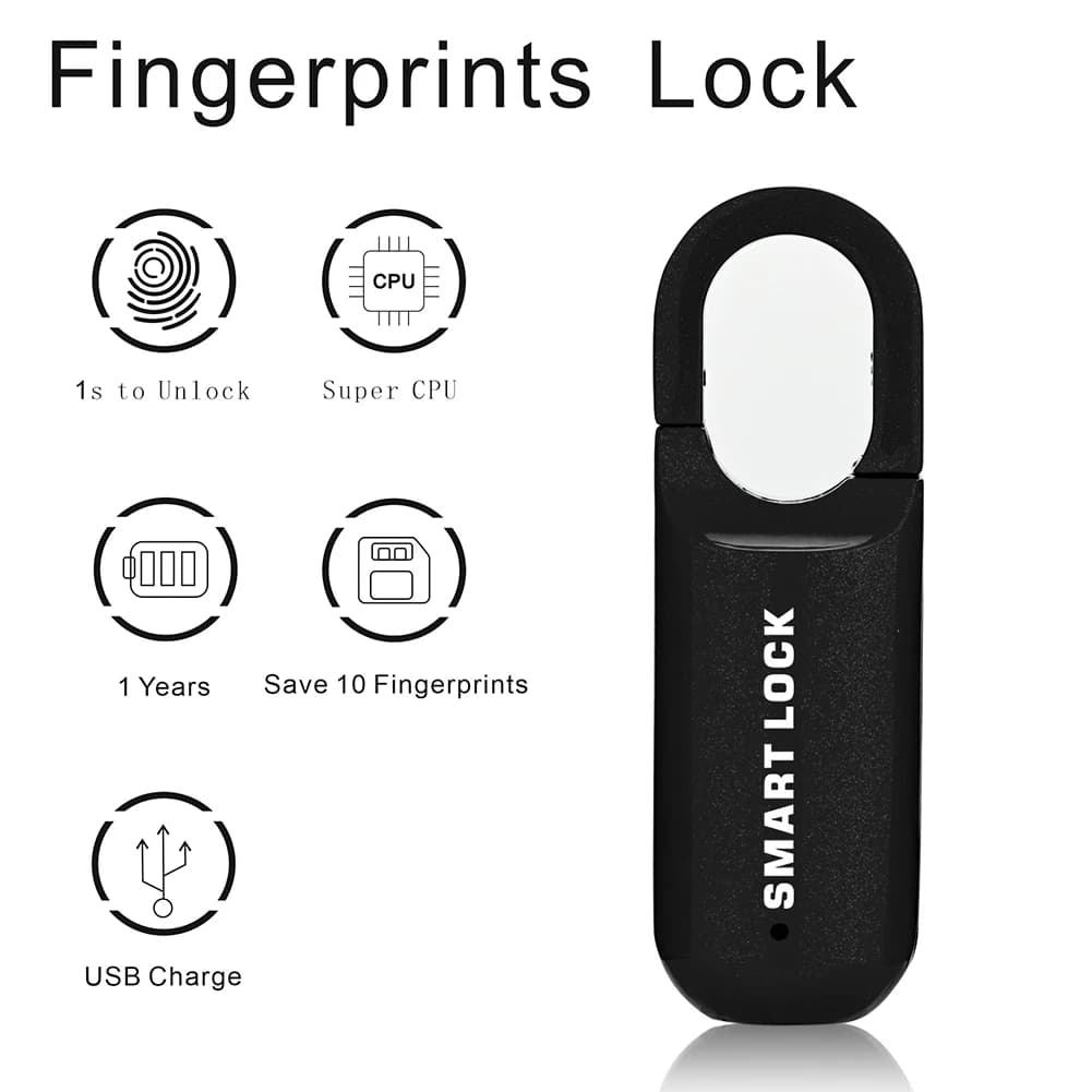 Mini Lucchetto Biometrico USB Senza Chiave per Bagagli, Serratura Elettronica Intelligente con Impronta Digitale, Sblocco Rapido per Viaggi