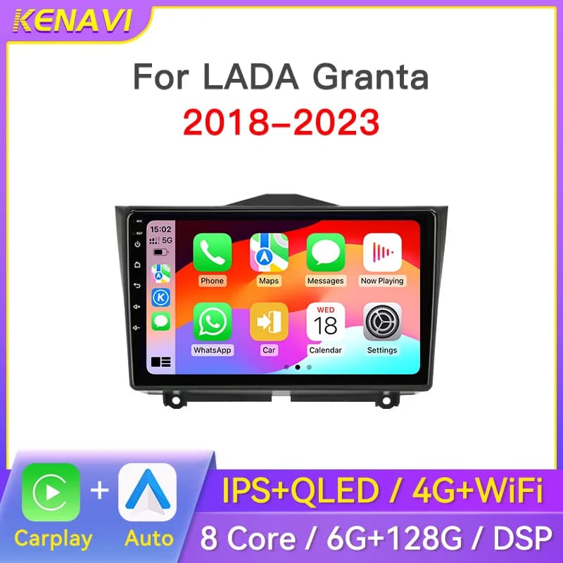 2 Din Android Car Stereo Radio For LADA Granta Cross 2018-2023 Center Multimedia Player Wireless Carplay Auto GPS DVD Head Unit