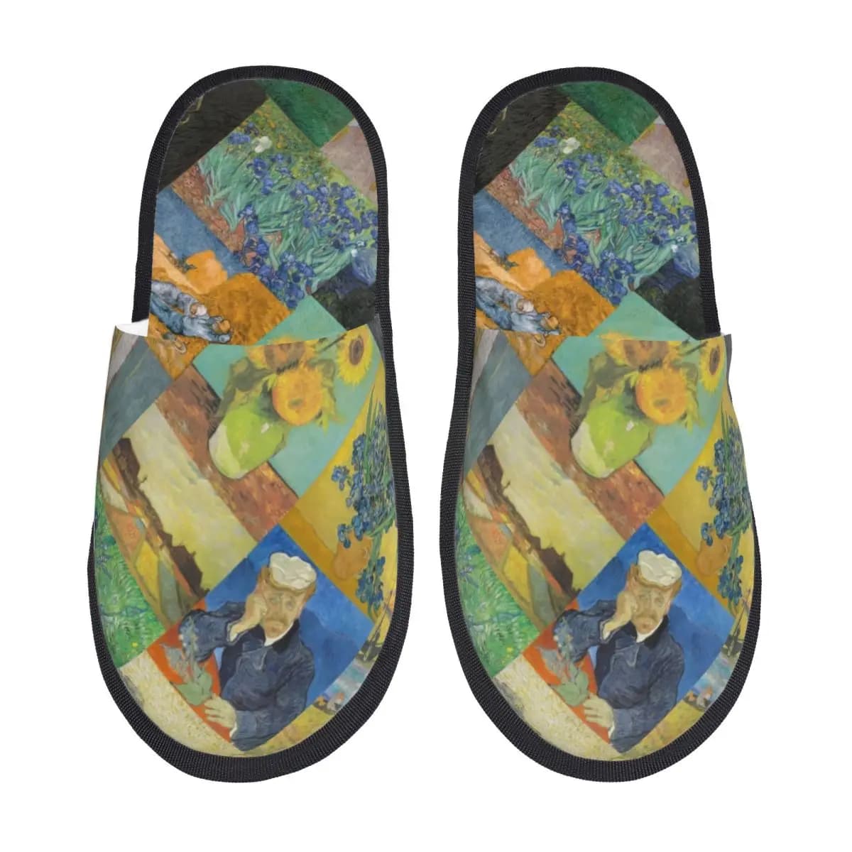 Pantofole Comode Personalizzate con Collage di Dipinti di Vincent Van Gogh, Ciabatte da Casa con Memory Foam per Donna
