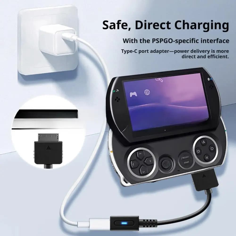 Cavo USB C di tipo PD da 1/2 pezzi per controller PSP Go, adattatore di ricarica, cavo convertitore LED di tipo C per console di gioco PSP Go, cavo di alimentazione