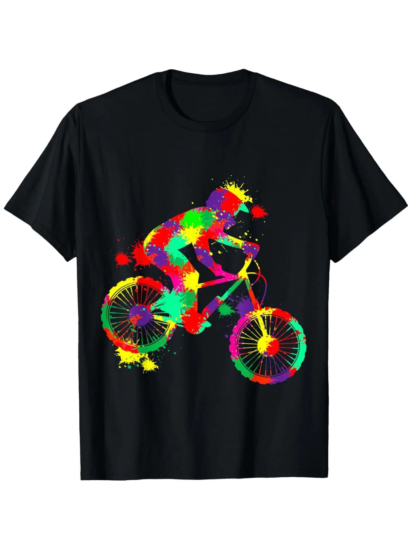 T-shirt da motociclista MTB - 100% cotone S-XXXL, maglietta da ciclismo nera vibrante