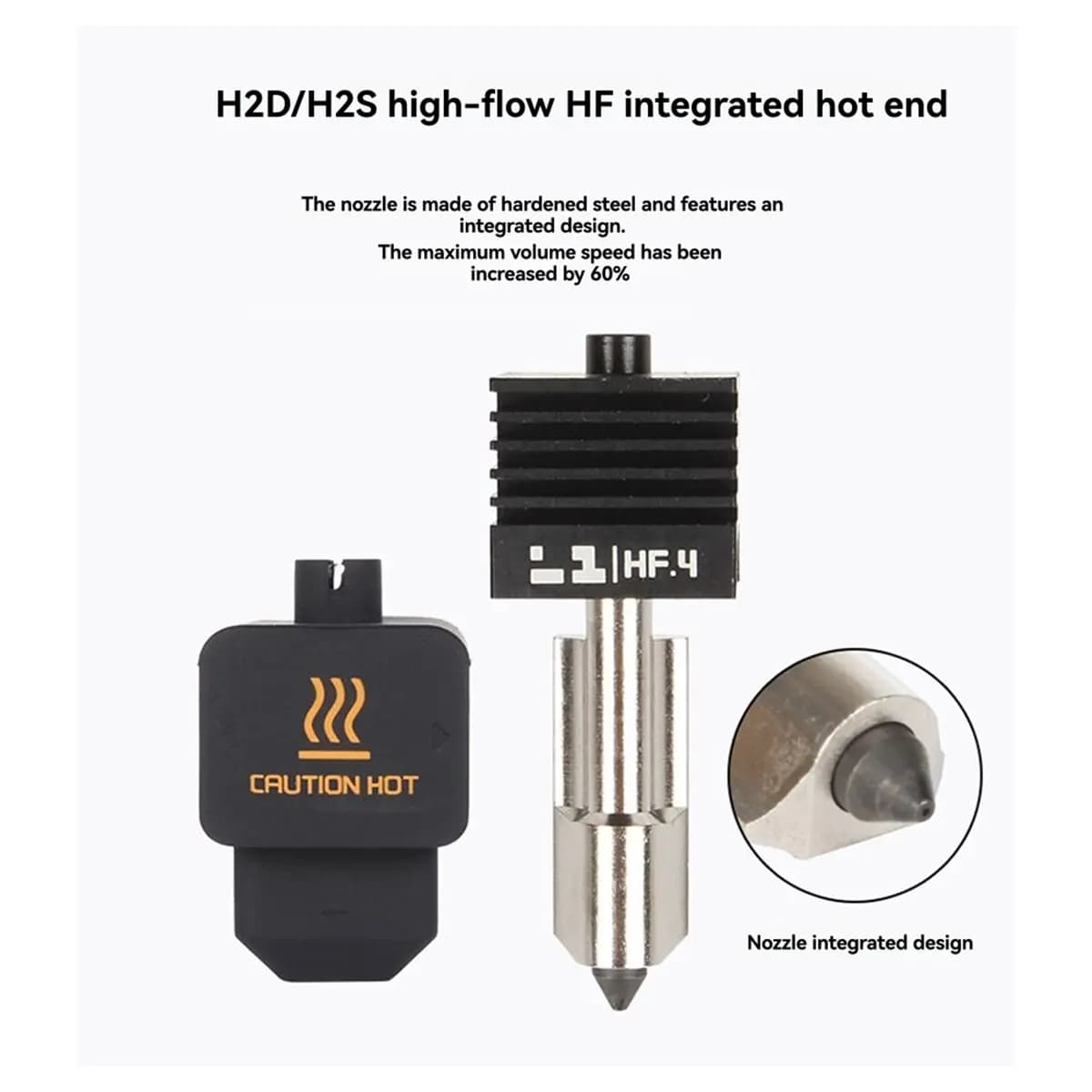 A64I For H2D H2S Hotend Kit for A1 A1mini Hotend 0.4mm Hardened Steel Nozzle 3D Printer Accessories