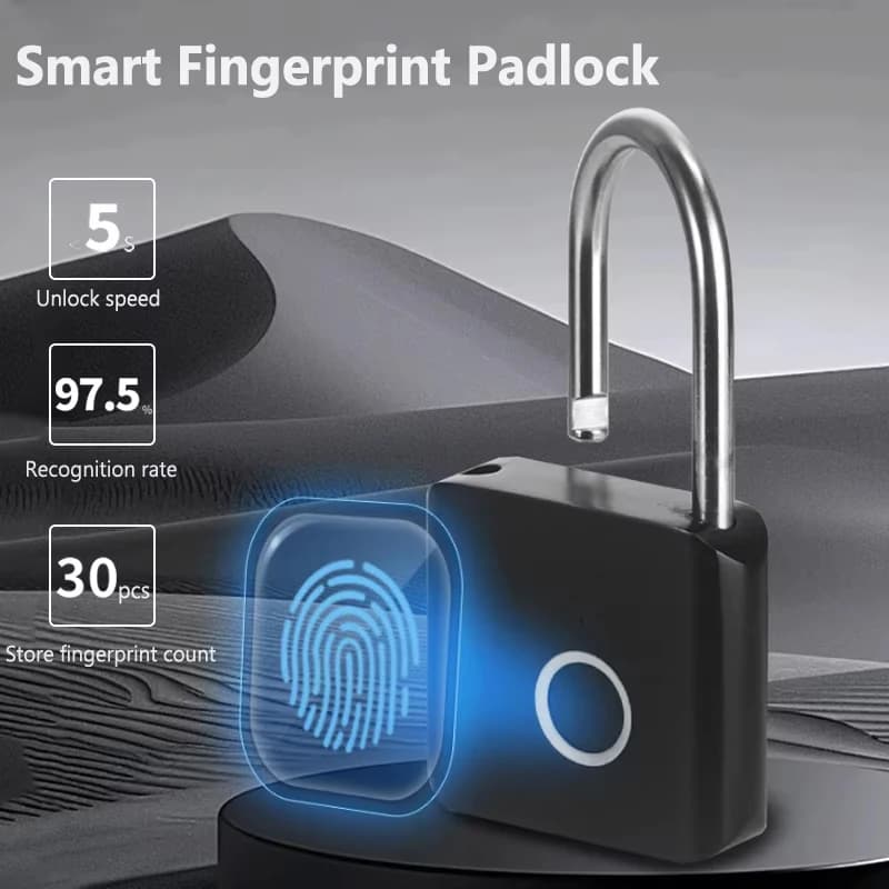 Lucchetto per impronte digitali Antifurto Lucchetto di sicurezza senza chiave impermeabile Blocco esterno Porta di ricarica per scatola di blocco digitale intelligente portatile