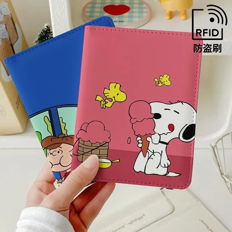 Cute Snoopy Passport Holder Id Card Protector Multi-Function Card Wallet Portable Travel Document Storage Organizer Bag Wholesal