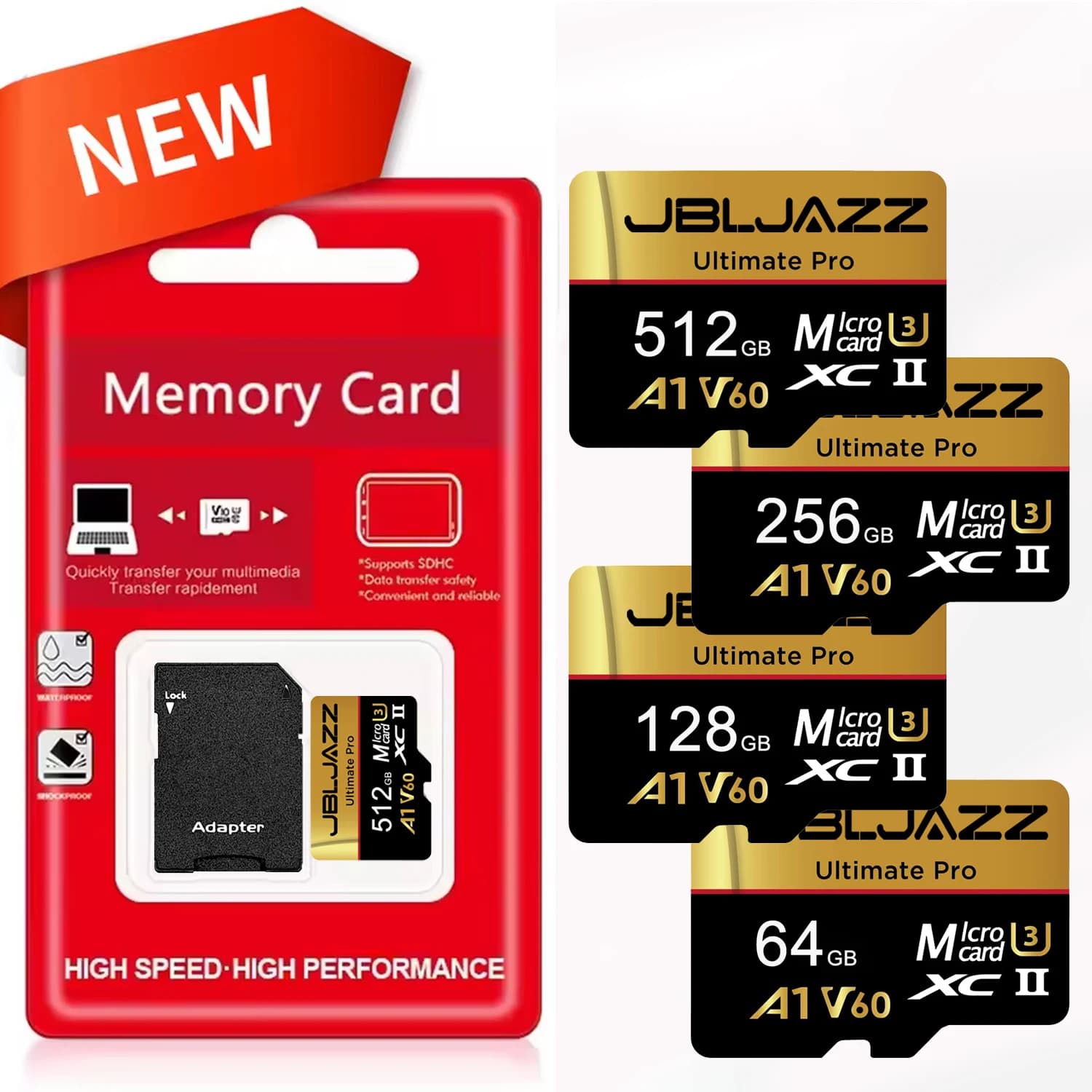 Scheda di memoria Micro SD 128GB Classe 10 ad alta velocità TF Flash Card 256GB 512GB U3 V60 4K Full HD per GoPro Action Camera DJI Drone