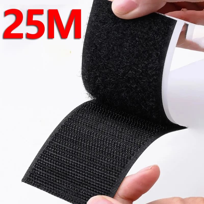 Nastro Adesivo in Nylon con Gancio e Anello Autoadesivo da 1-25 Metri, Chiusura Adesiva Resistente per Ufficio, Cavi, Casa, Fai da Te e Artigianato