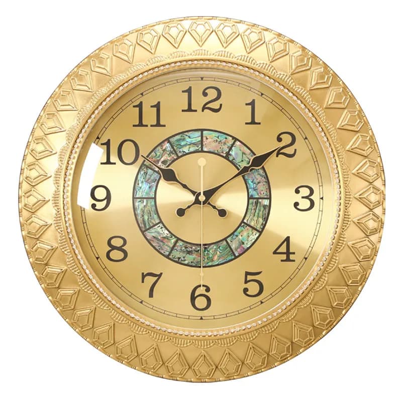 European Clock Wall Clock Living Room Home Quartz Luxury Brass Round Silent Clock