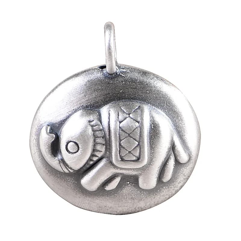 990 Solid Silver Elephant Lock Pendant, Simple Cute Lucky Elephant Charm, DIY Necklace Making Accessory, Ethnic Handmade Jewelry