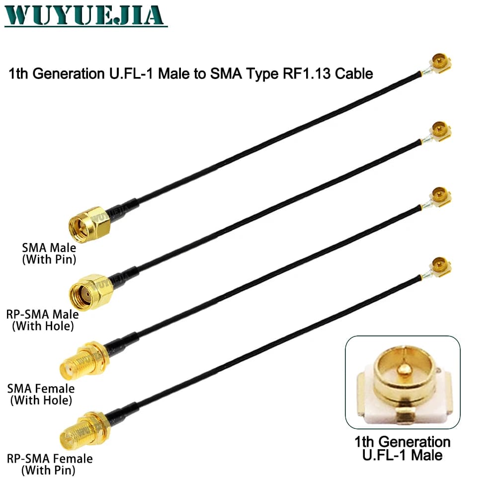 2 pezzi SMA a UFL1 linea RP-SMA/SMA femmina a U.FL MHF-1 connettore maschio 50ohm antenna WIFI cavo RF RF1.13 estensione a spirale