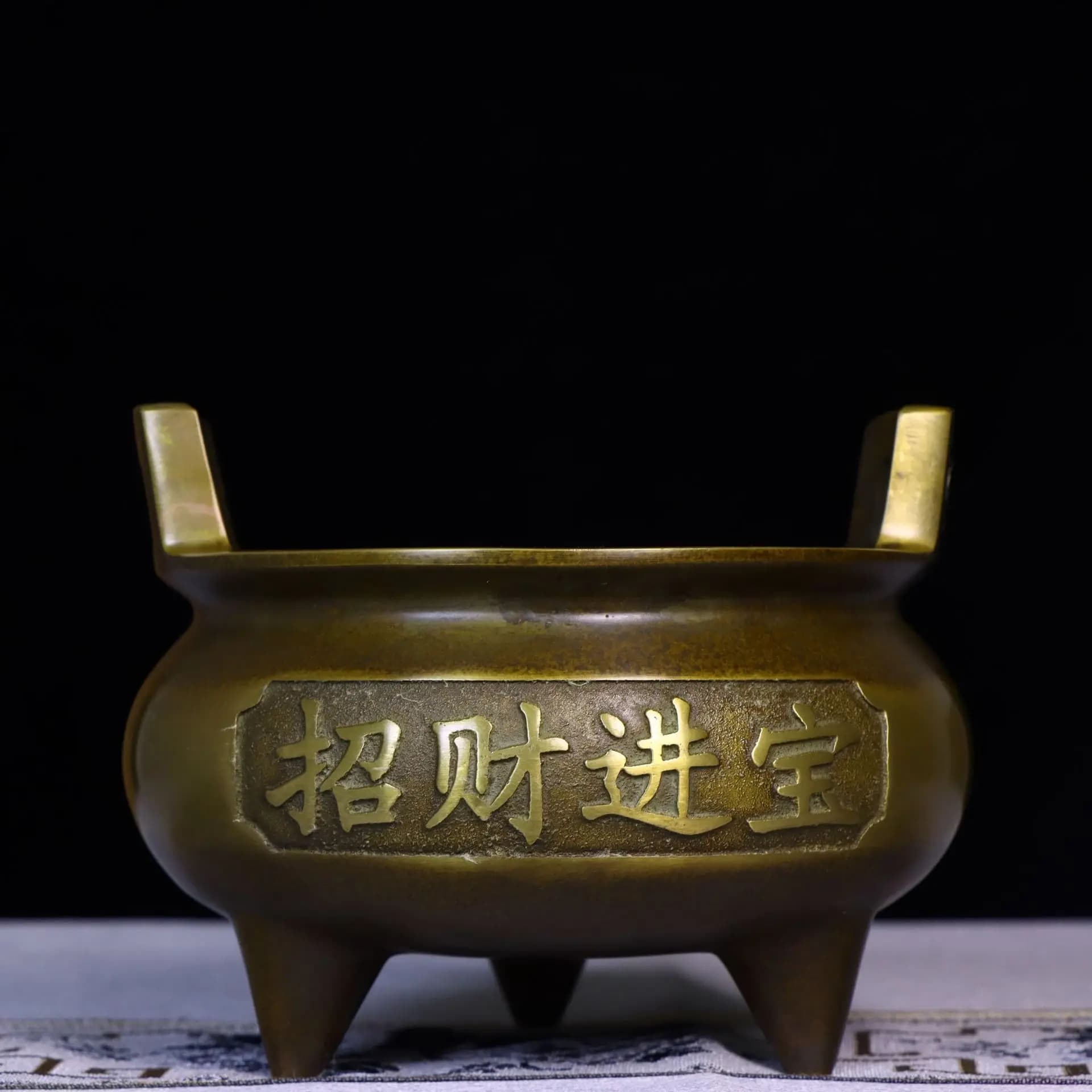 Bruciatore di incenso a tre gambe in rame puro, a forma di ciotola, per il Dio della Ricchezza, per il culto domestico, per bruciare bastoncini di incenso, decorazione ornamentale.