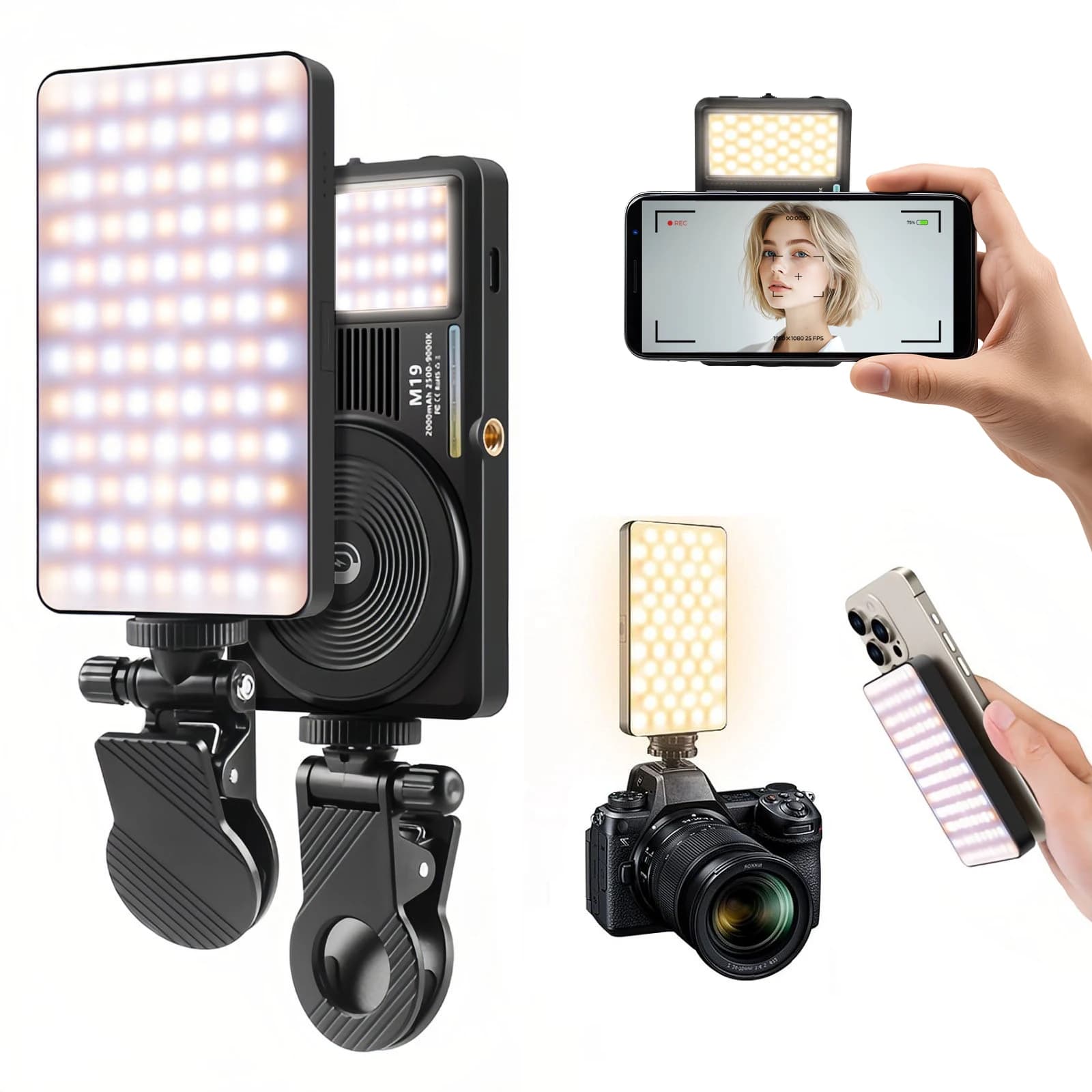 Magnetic selfie light for iPhone Clip for rechargeable light for phone LED video light for phone iPad Laptop Vlog Tiktok Makeup