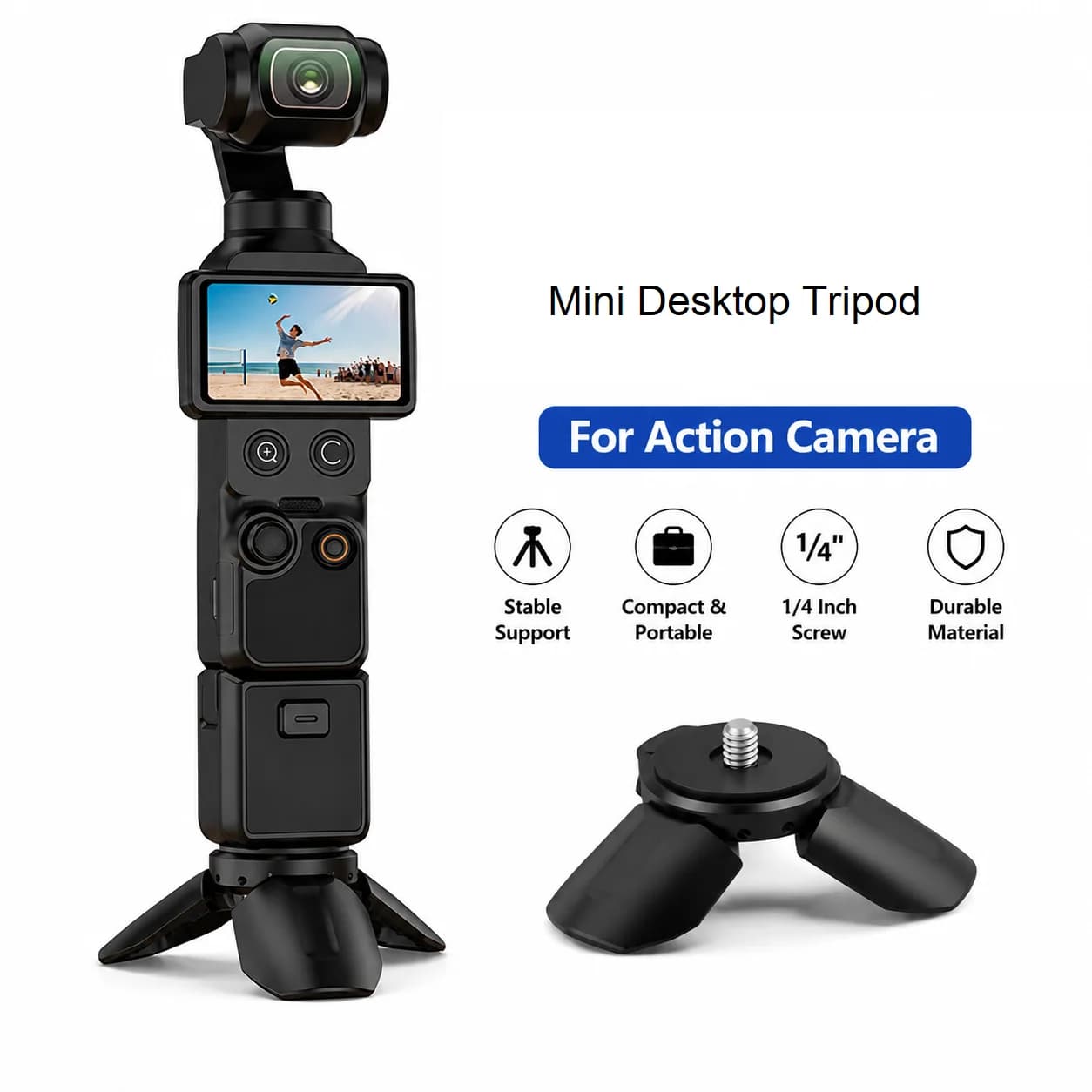 Mini Aluminum Alloy Tripod Magnetic Mount For DJI Osmo Pocket 4/3/ Insta360 X5/X4/X3/Insta360 ONE RS/ONE R Stable Desktop Stand