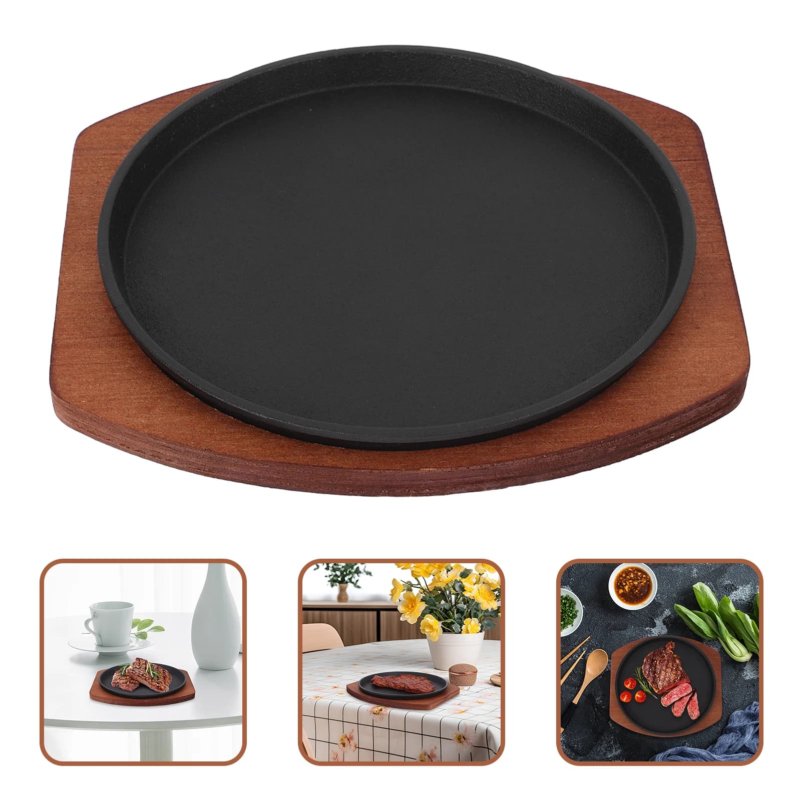 1pc Grande Griglia in ghisa Piano cottura Piastra a induzione antiaderente Piastra per barbecue Set di pentole per salsicce Verdure Fajita all'aperto