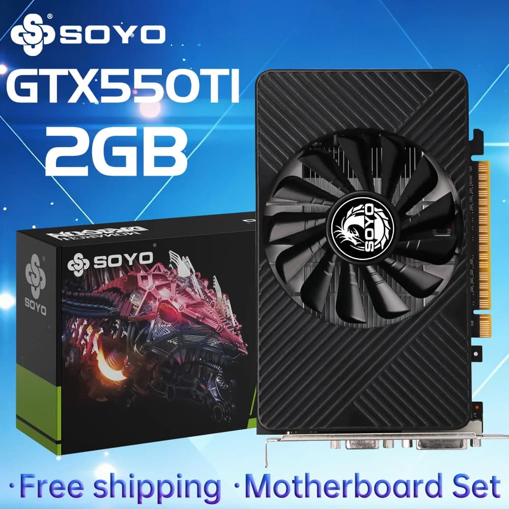 SOYO GTX 550TI Graphics Card GDDR5 2GB 40NM Video Card 128BIT HDMI VGA DVI PG game computer com NVIDIA 700MHZ single Fan