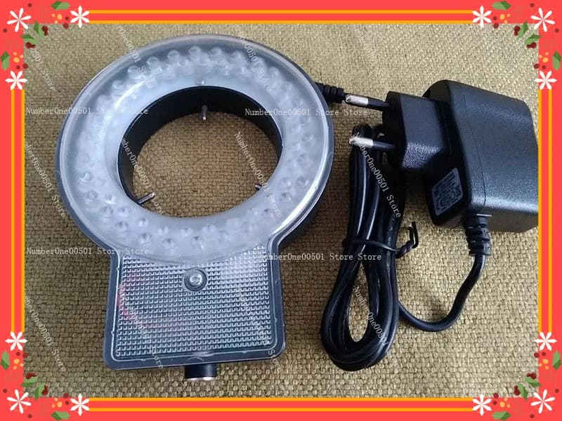 Luce ad Anello a 60 LED per Microscopio Stereoscopico, Controllo a 4 Zone, Diametro Interno 61mm, Alto CRI, Lega di Zinco