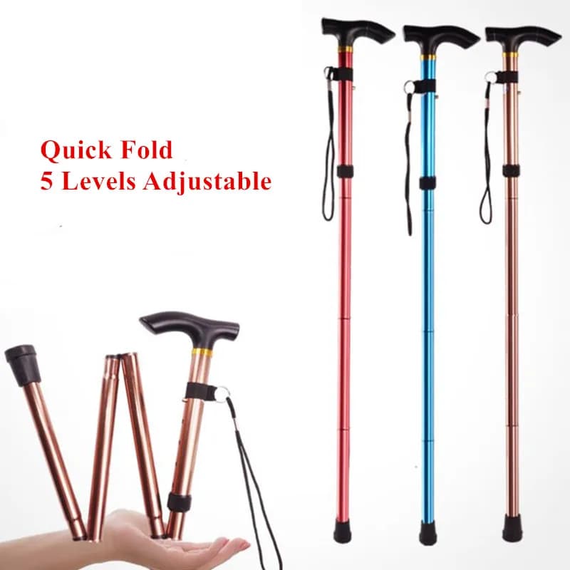 Multifunction walking sticks Trekking crumbs folding telescopic stick by Trekking mold metal walking stick for elderly outdoors