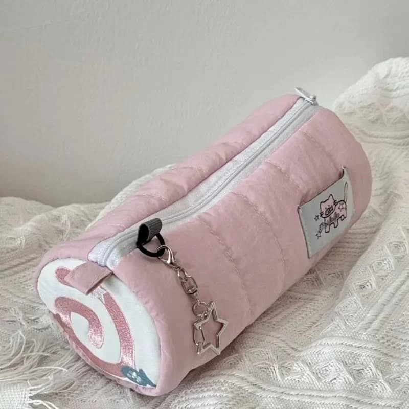 Astuccio Rosa Grande Capacità INS, Portamatite Creativo Morbido al Tatto, Organizzatore per Cancelleria, Regalo Creativo per Studenti