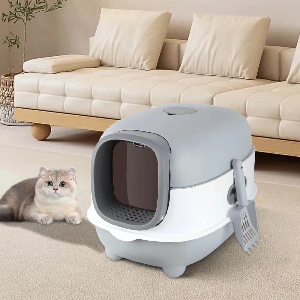 Cat Litter Box, Dome Structure Closed Cat Litter Box, Cat Toilet with Shovel, with Litter Scoop, 40*39*56cm Pet Supplies