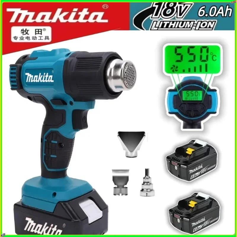 Pistola Termica Makita con Controllo della Temperatura 550 ° Pistola ad Aria Calda Portatile Senza Fili con Display LED, Soffiatore Termico per Saldatura 18V