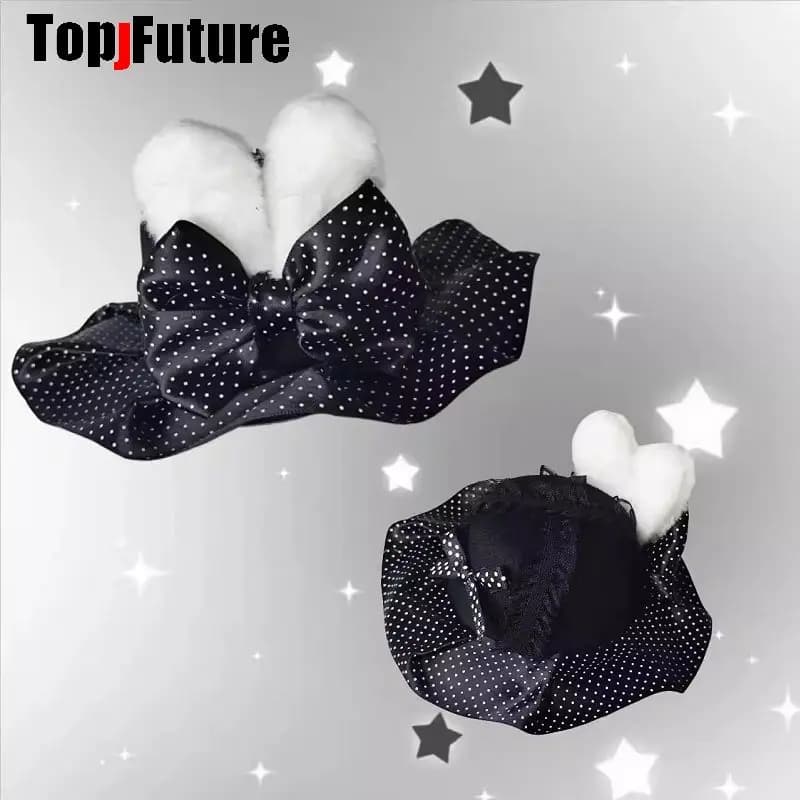 Fermaglio per capelli Wave Point Rabbit Harajuku Headwear Spike Gothic Punk Lolita Y2K, piccolo cappello elegante, fermagli per capelli, forcine