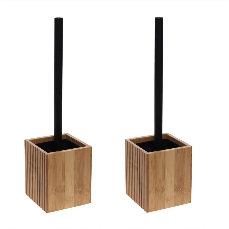 2 Pack Small Square Oslo Bamboo Toilet Bowl Brush