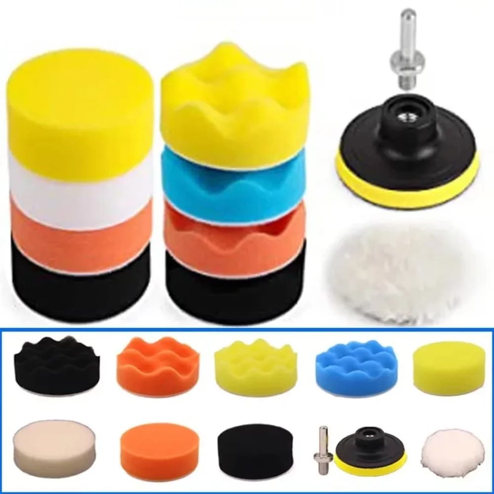 Kit tampone in schiuma per auto Kit tamponi in spugna per lucidatura Kit tamponi per cera per lucidatrice per veicoli a motore per motociclette Rimuove graffi