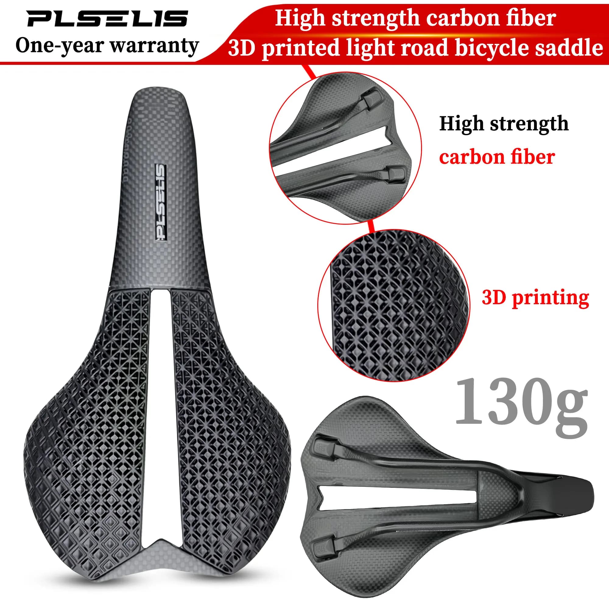 Plselis3D printing bicycle saddle 145mm ultralight 130g road mountain bike seat cushion for mountain bike riding seats accessories