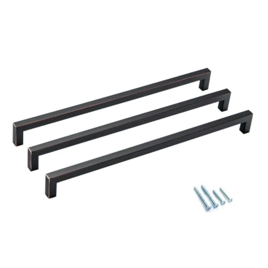 Maniglie per cassetti 12 pezzi, maniglie quadrate nere per armadietti con bordo, maniglie moderne in acciaio inossidabile per mobili da cucina