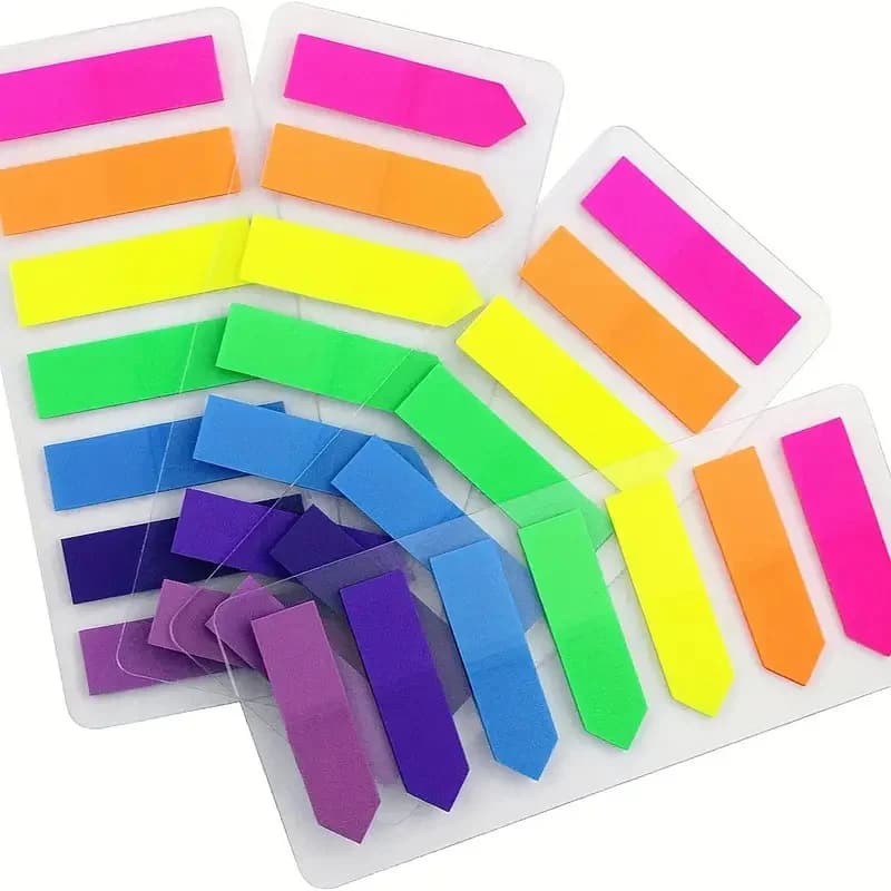 Adesivi indice PET fluorescenti a 7 colori, etichette per marcare libri per studenti, schede di classificazione cartelle, note adesive autoadesive