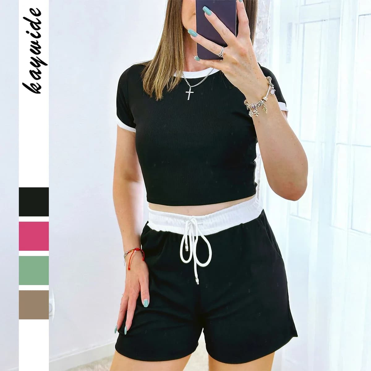 Ele ort Sve T-shirt con cintura orts Set Abbigliamento sportivo casual da donna Autunno Inverno Stazione indipendente transfrontaliera