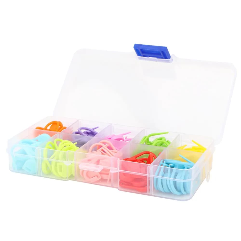 260pcs 10 Colors Knitting Stitch Markers Plastic Material Storage Case Included Locking Stitch Markers Needle Clip Design
