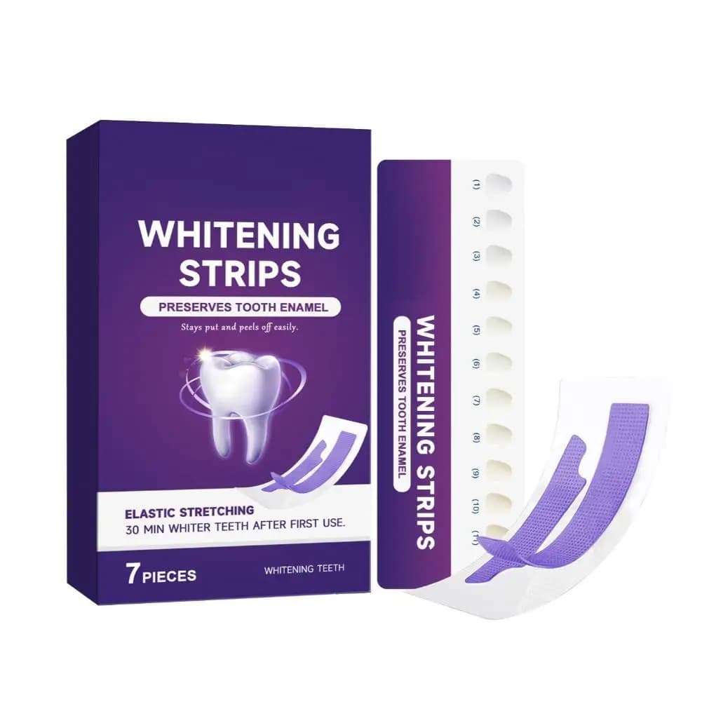 Strisce Sbiancanti Viola per Denti Sensibili, Sicure per lo Smalto, Pulizia Profonda delle Macchie, Rapido in 30 Minuti, Uso Domestico, Alito Fresco, Include Tabella Colori