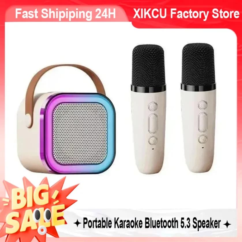 XIKCU K12 Macchina per karaoke portatile Bluetooth 5.3 Sistema di altoparlanti PA con 1-2 microfoni wireless Casa Famiglia Canto per bambini