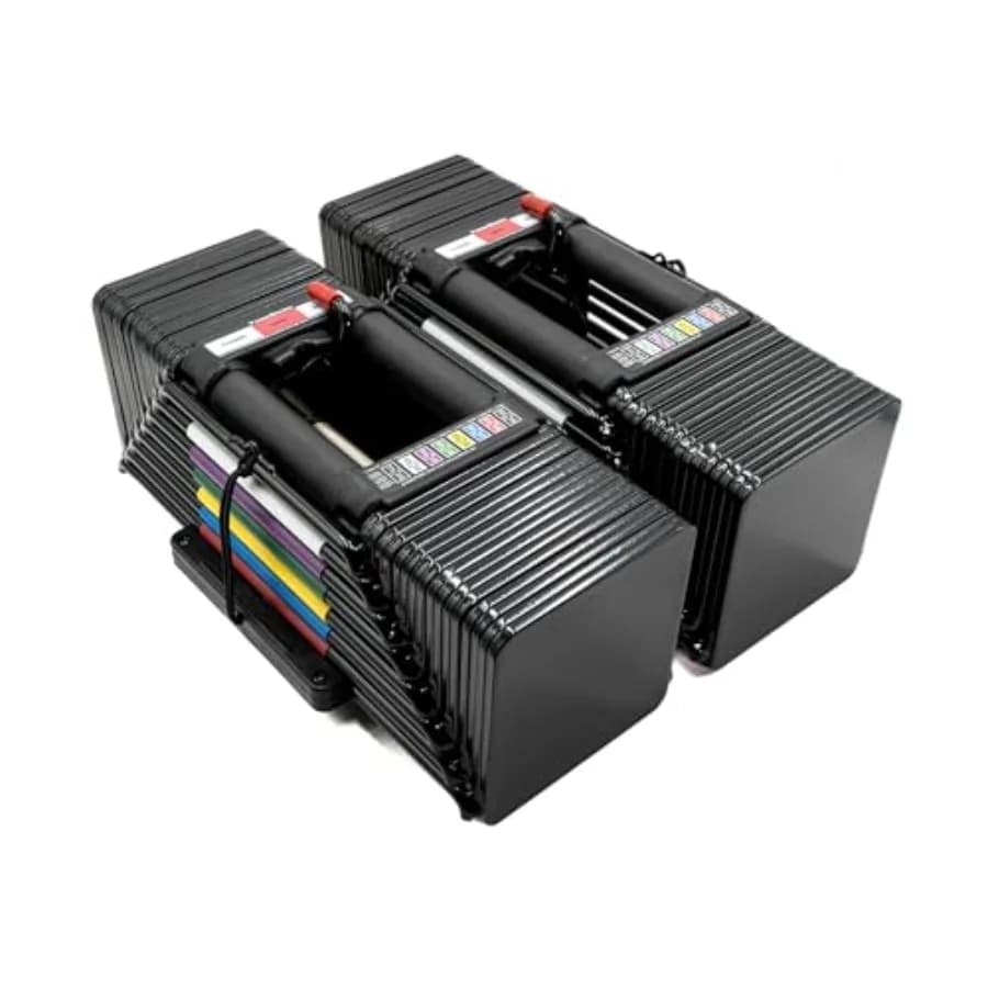 Manubri Regolabili Elite USA da 90 Libbre, Venduti in Coppia, 5-90 lb, Grigio, Costruzione Resistente, Attrezzatura Innovativa per Allenamento a Casa