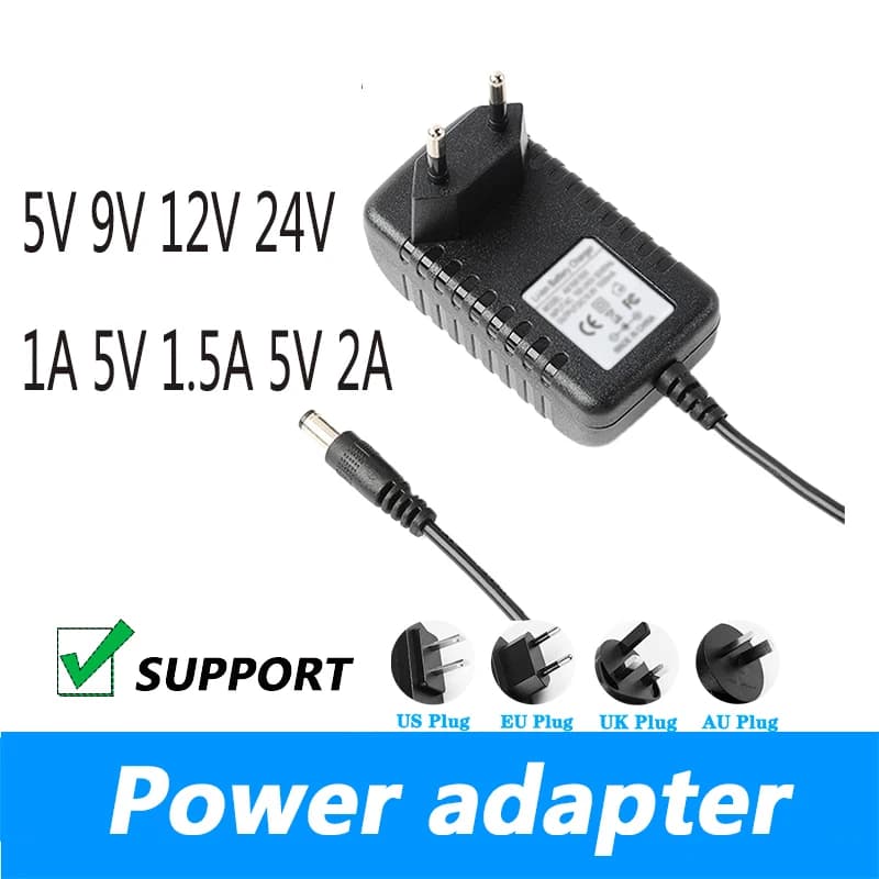 Power supply DC 5V 9V 12V 24V 1A 5V 1.5A 5V 2A Power supply cable for webcam UK Spina Power Adapter AU 5.5*2. 1 MM