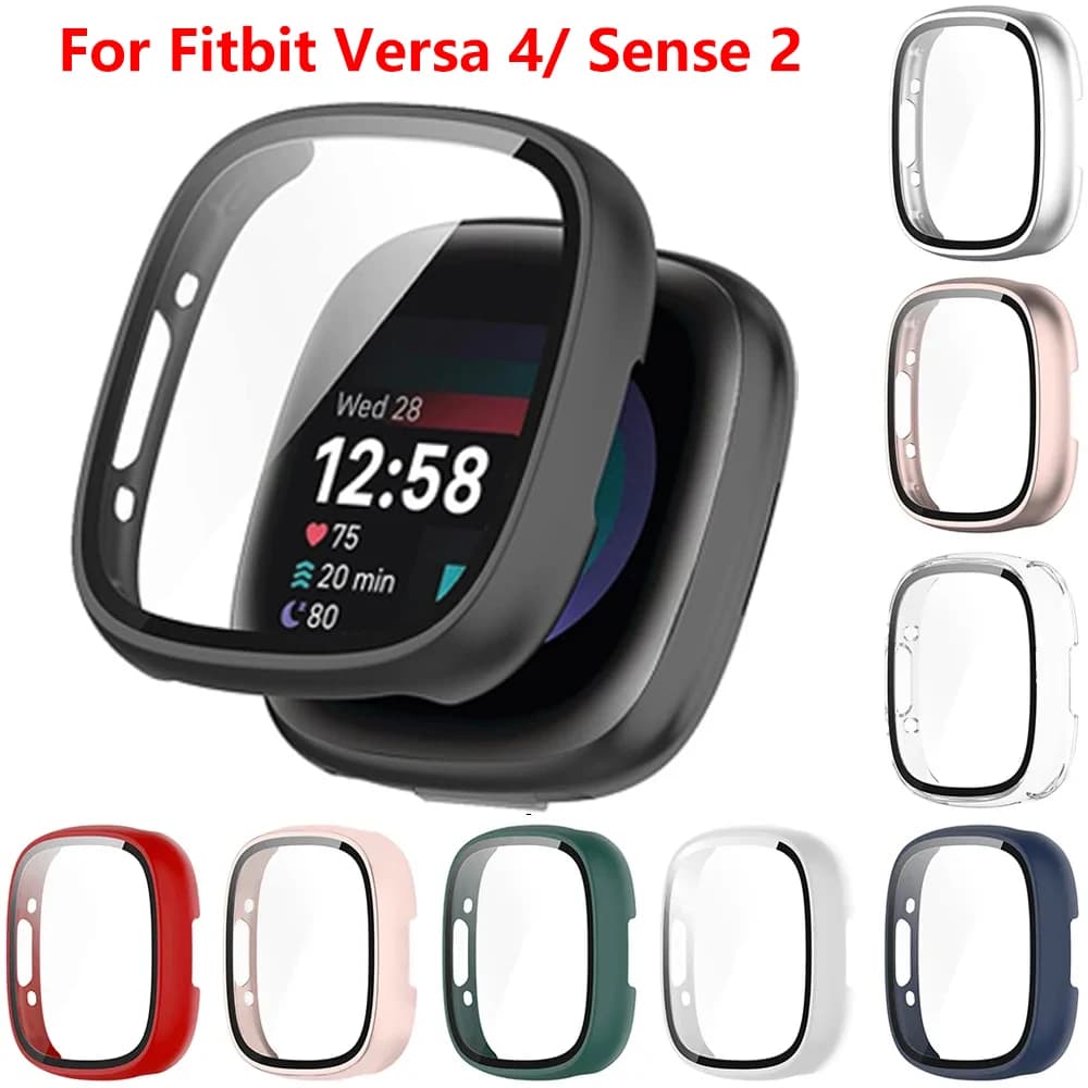 Vetro + Custodia per Fitbit Versa 4 Orologio Paraurti protettivo Guscio rigido per PC Proteggi schermo HD per Fitbit Sense 2 Cover per orologio