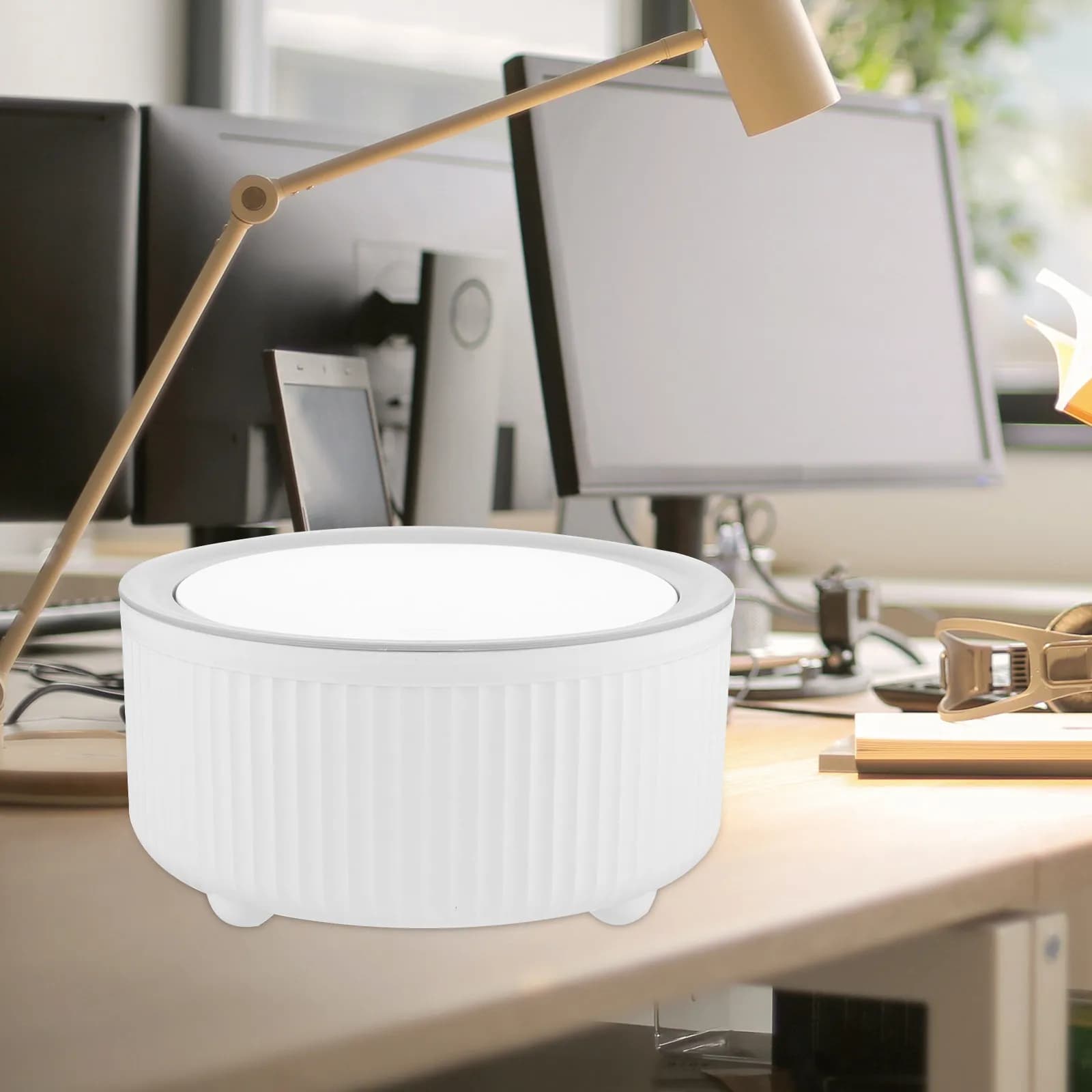 Cestino da Tavolo Compatto, Piccolo Contenitore per Rifiuti per Scrivania, Camera da Letto, Cucina, Bagno, Mini Bidone della Spazzatura in Plastica di Forma Rotonda
