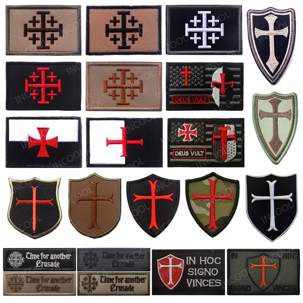 Toppe riflettenti a infrarossi IR ricamate dei cavalieri templari Distintivi tattici ricamati in gomma PVC per giacca di abbigliamento