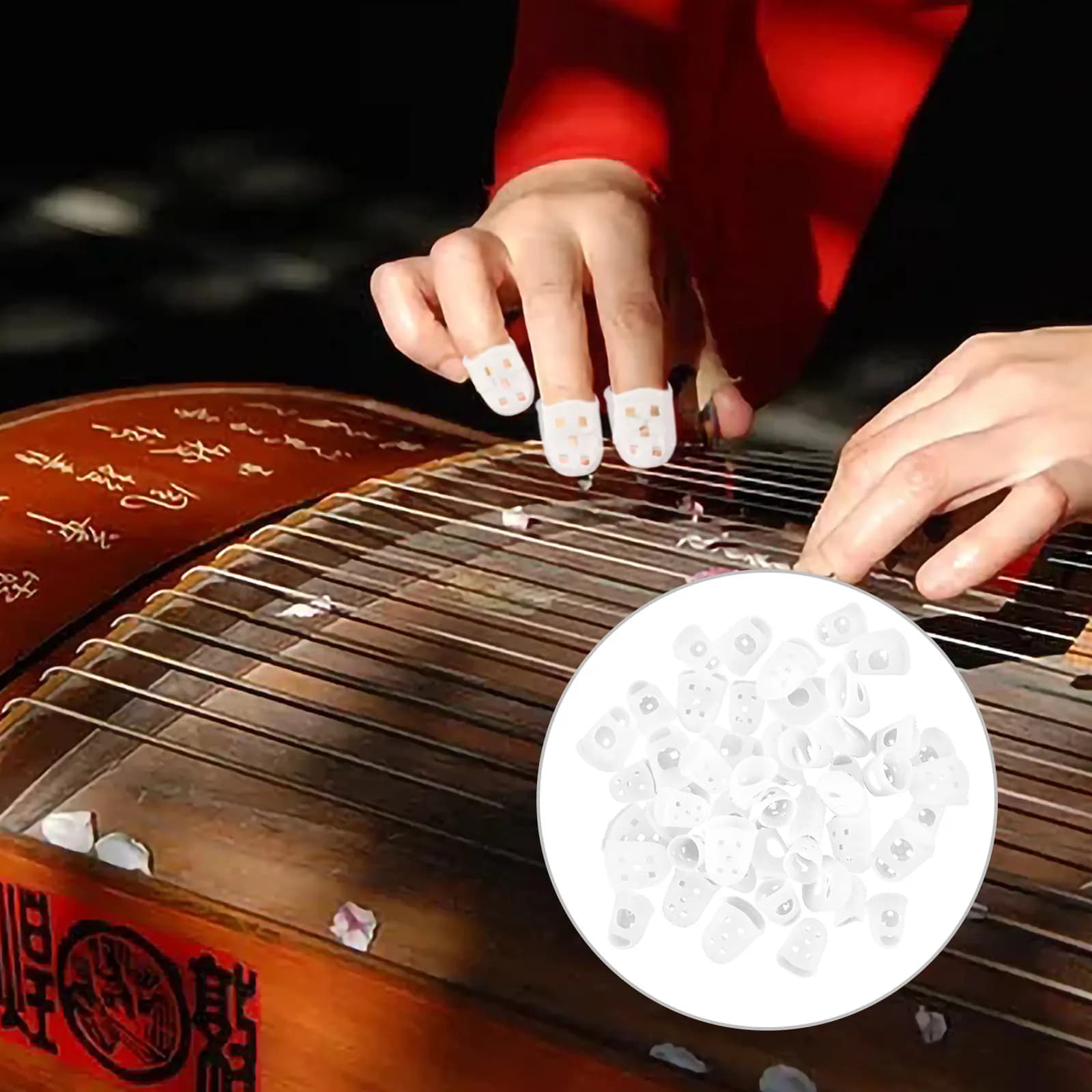 50 Pezzi Protezioni Trasparenti in Silicone per Dita da Chitarra, Morbide e Confortevoli, Presa Sicura per Chitarra, Guzheng, Basso, Ukulele - Ideali per la Pratica