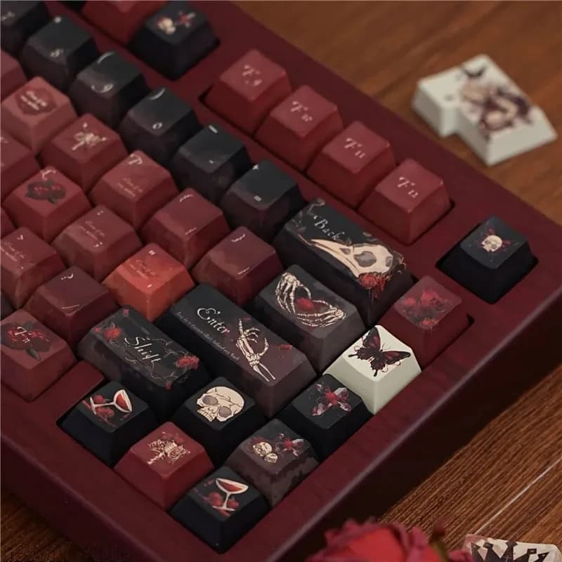 140 Keys Blood Mary Sublimation PBT Keycaps Mysterious Elegance Mechanical Keyboard Custom Keycap Set